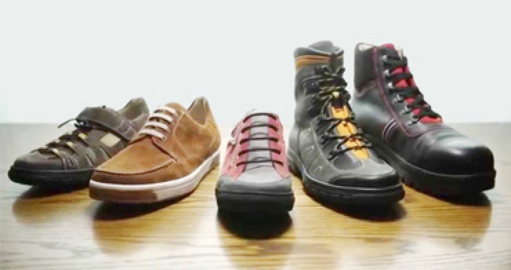 Reihe fertiger orthopädischer Maßschuhe